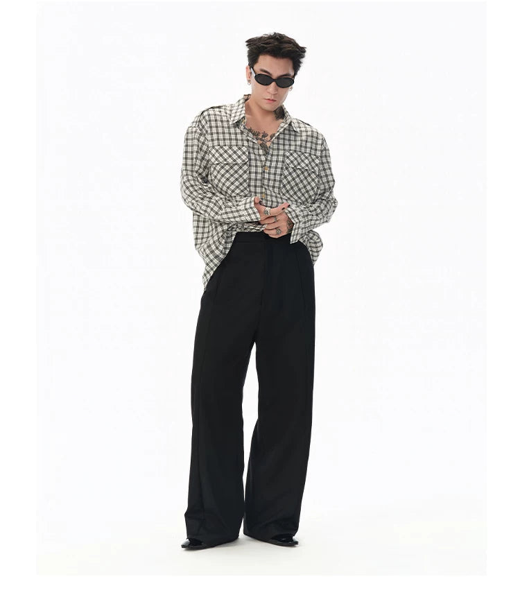 Textured Black White Checkered Utility Shirt