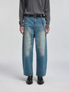 Curved Washed Denim Pants