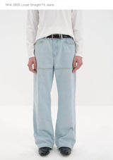 Fitted Straight Leg Patchwork Black-White-Blue Jeans