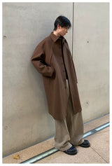 Men's Loose Long Collared Wool Coat