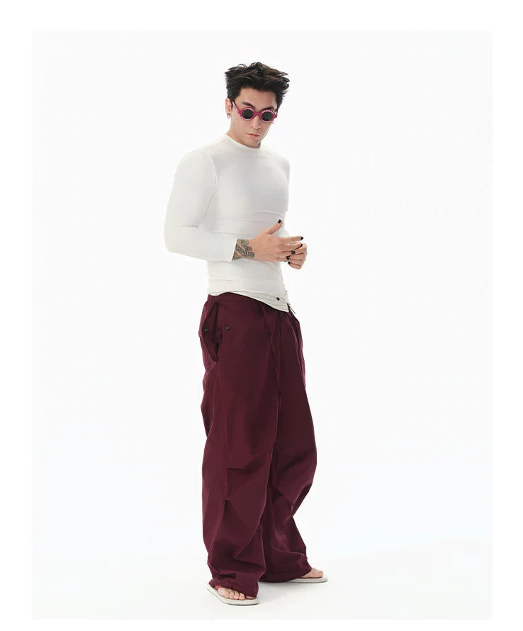 Cotton Low Waist Cargo Parachute Pants