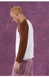Men's Long Two-tone Raglan Knit Sweater