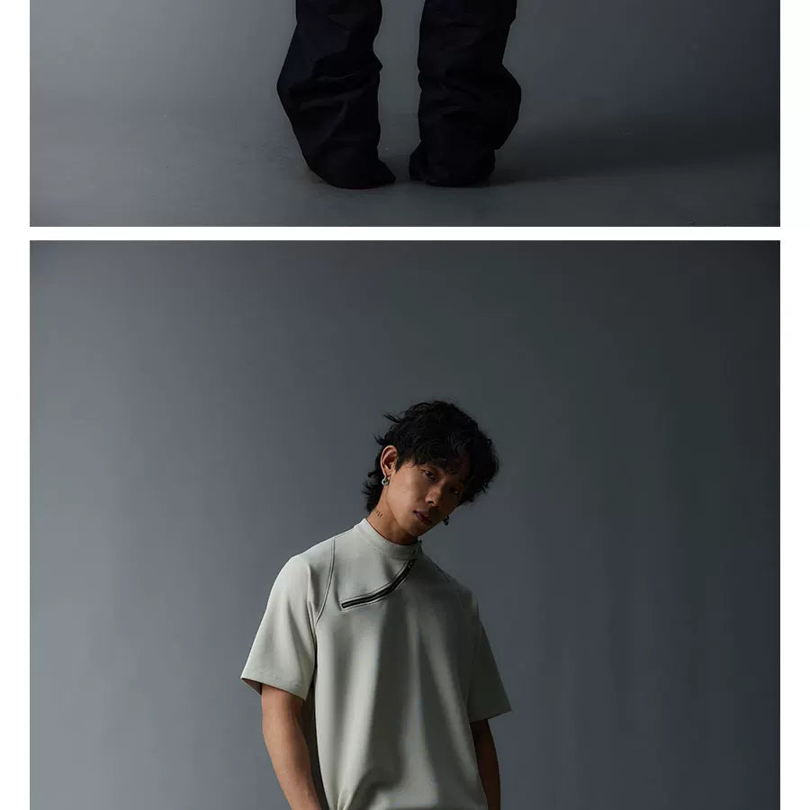 Short Sleeve Mock Neck Zip Tee