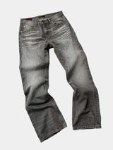 Cream Gray Washed Straight Leg Jeans