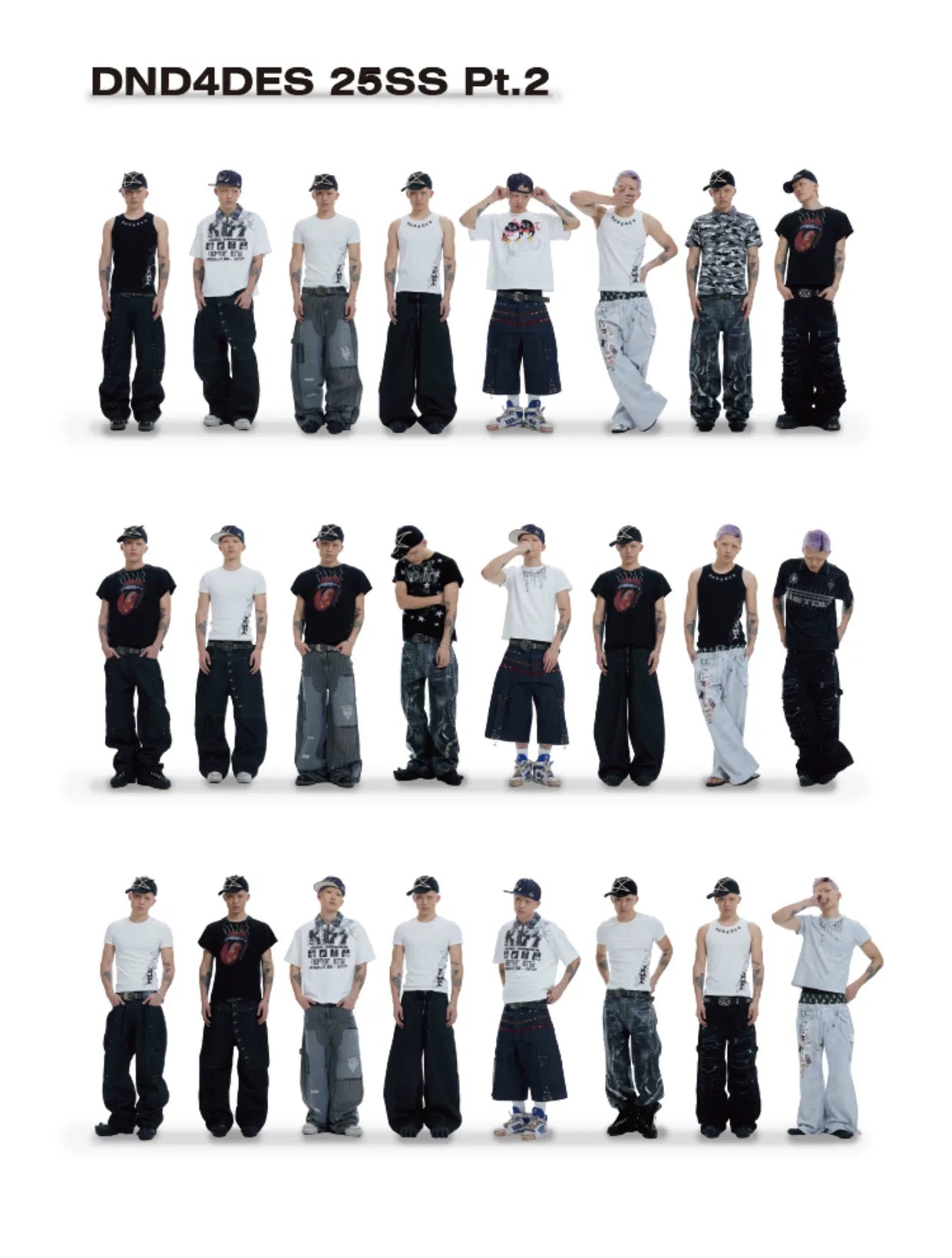 Distressed Striped Patchwork Baggy Work Pants