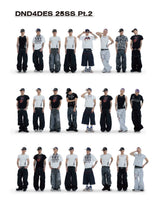 Distressed Striped Patchwork Baggy Work Pants
