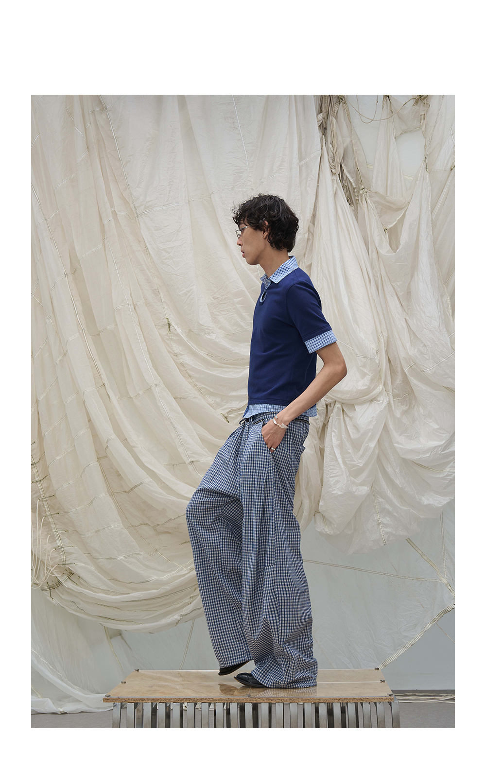 Plaid Casual Pants With Detachable Scarf