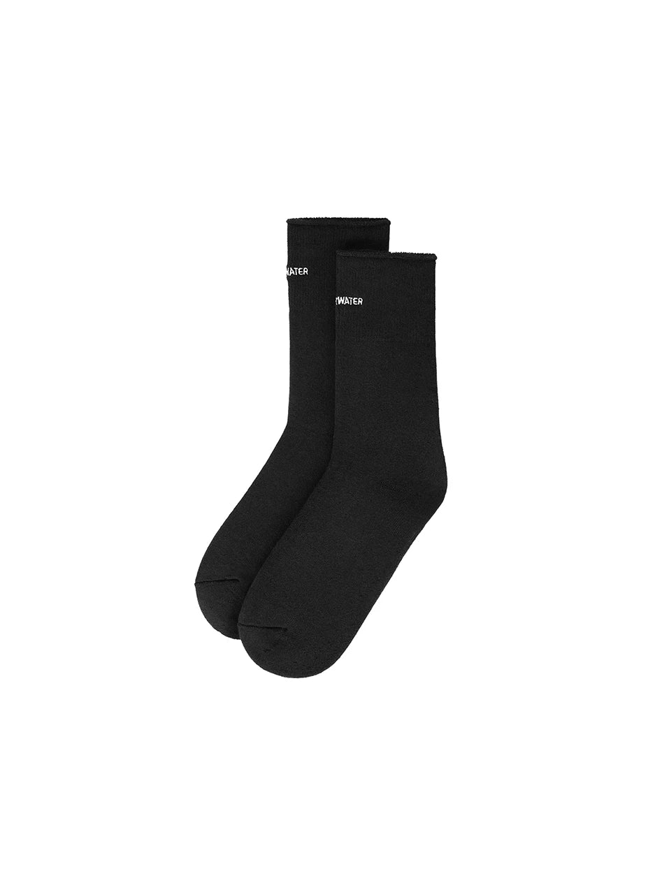 Black Embroidered Brushed Long Socks