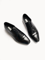 Pointed Toe Pleated Leather Derby Shoes