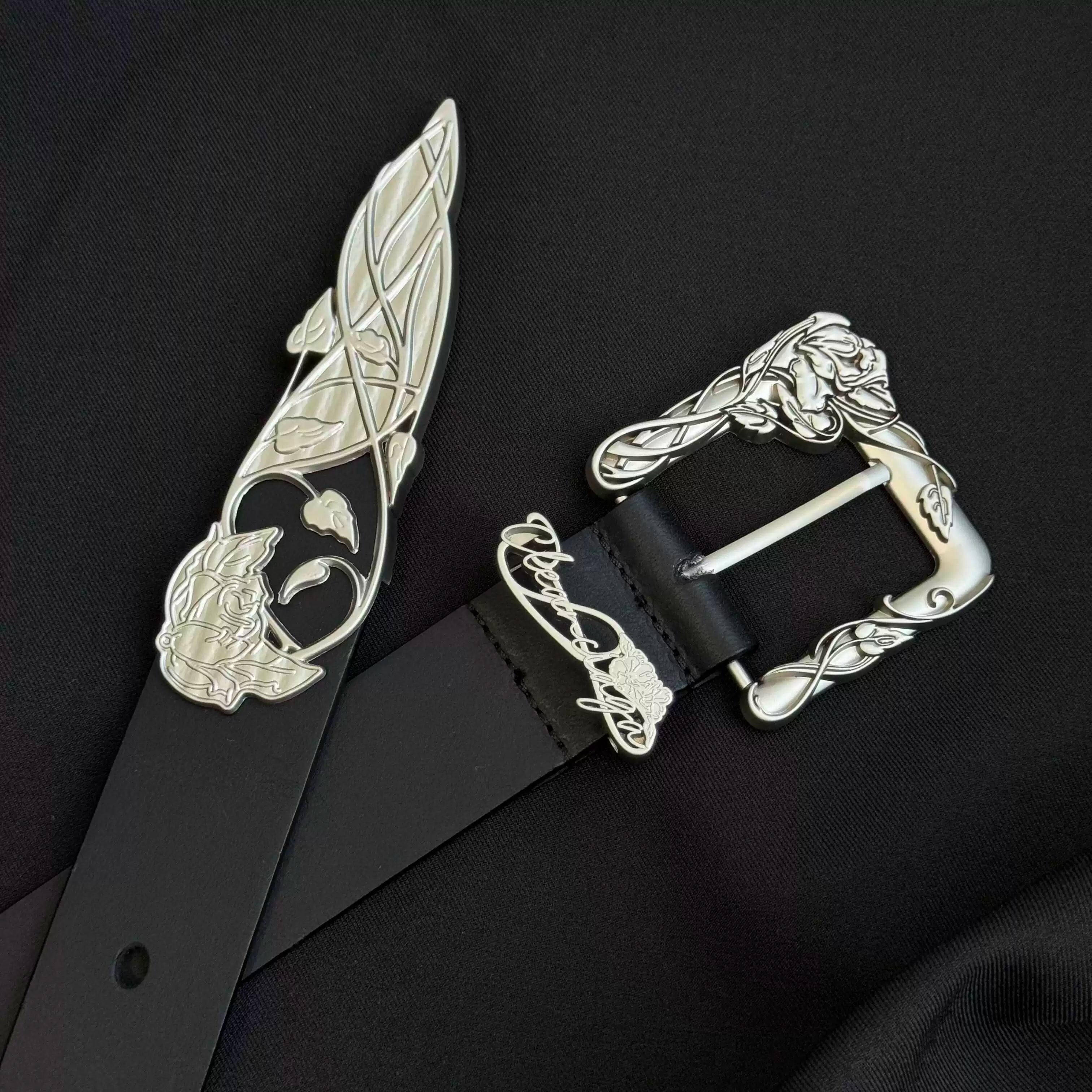 3D Rose Vine Embossed Leather Belt