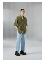 Bark Textured Cuban Collar Casual Shirt