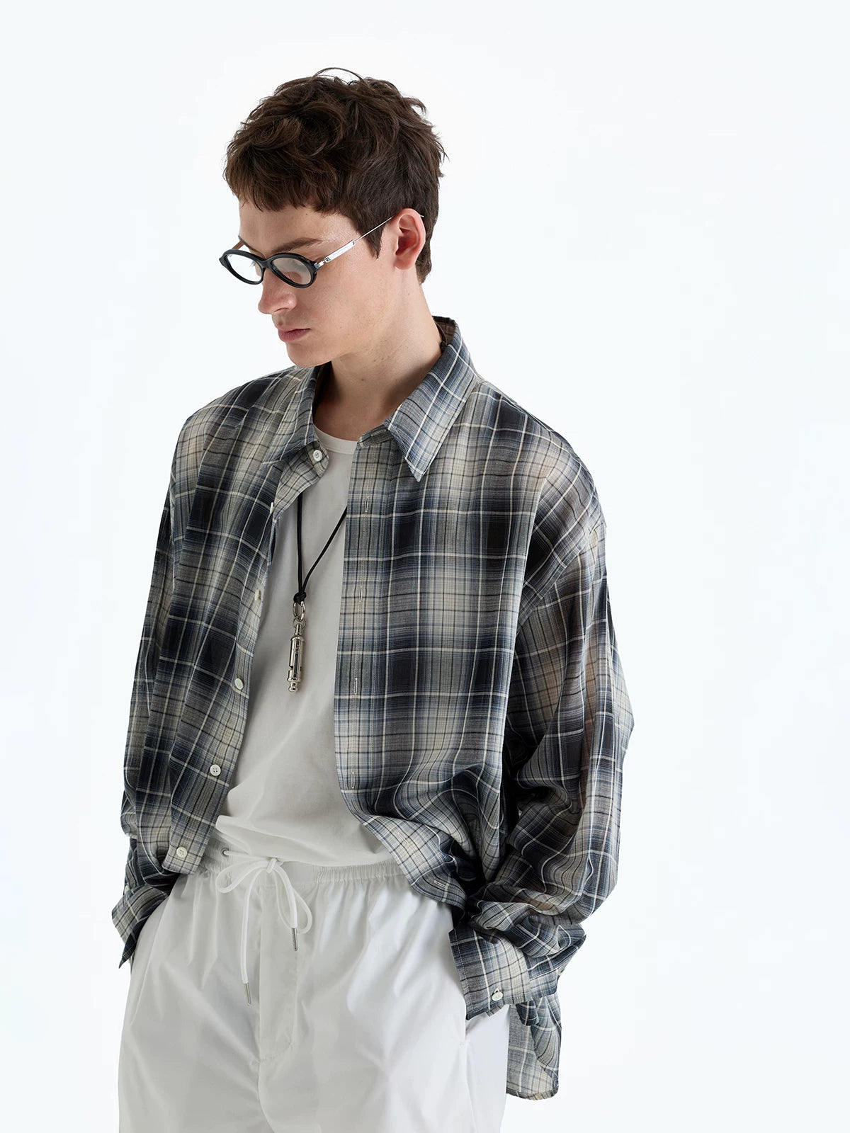 Plaid Woven Cotton Long Sleeve Shirt