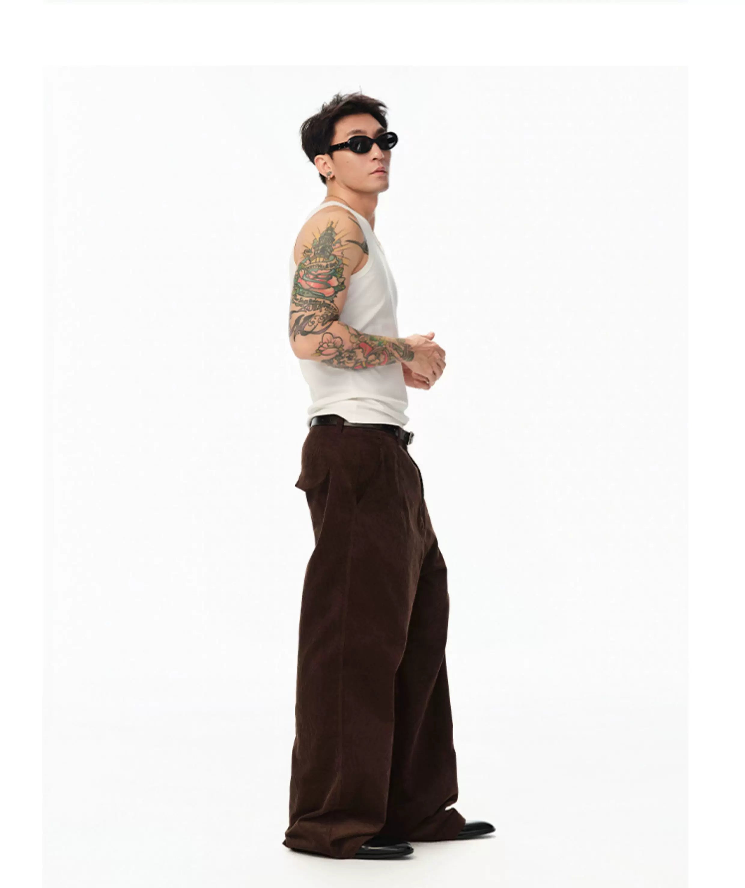 Imported Corduroy Wide Leg Straight Pants