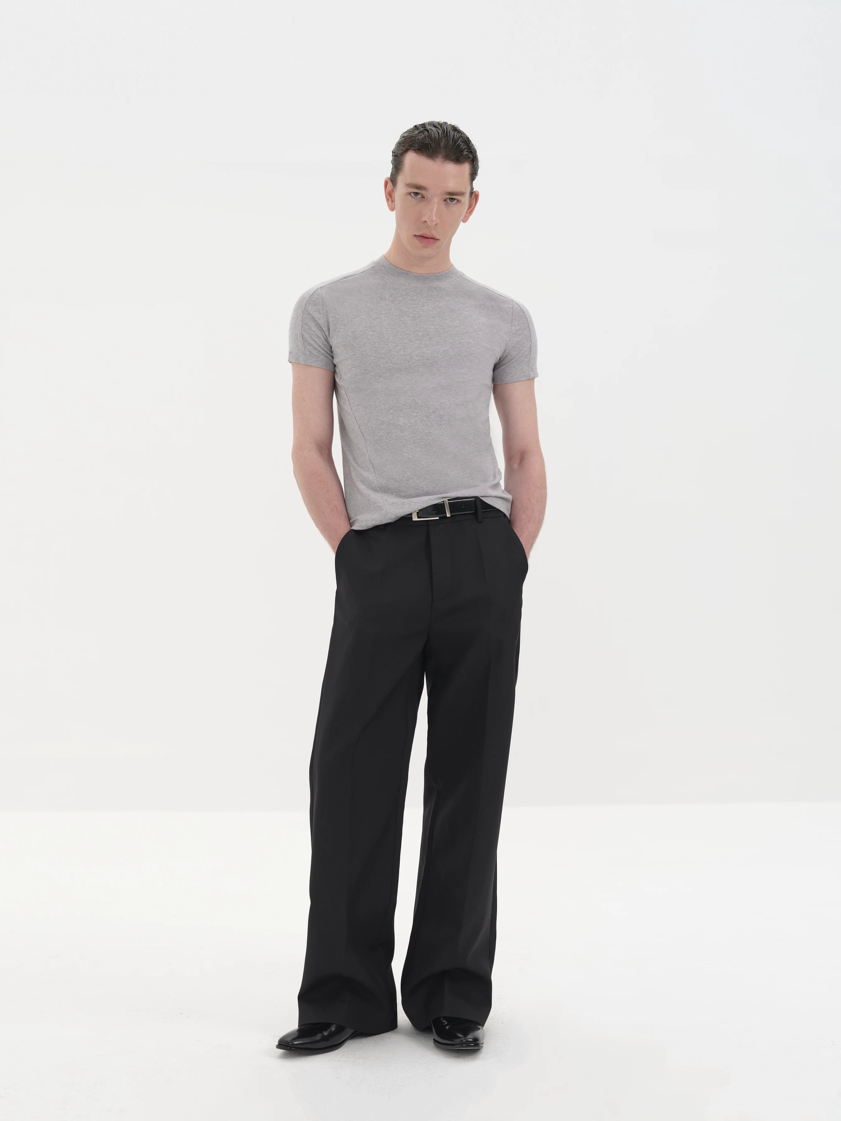 Slim Fit Paneled Merino Lyocell Tee