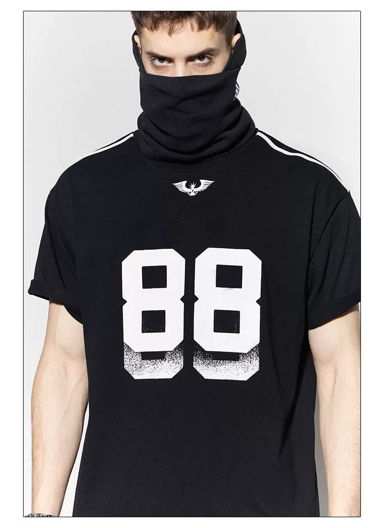 Striped Patchwork 88 Print Football Tee