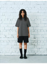 Black White Striped Cotton Silk T-Shirt