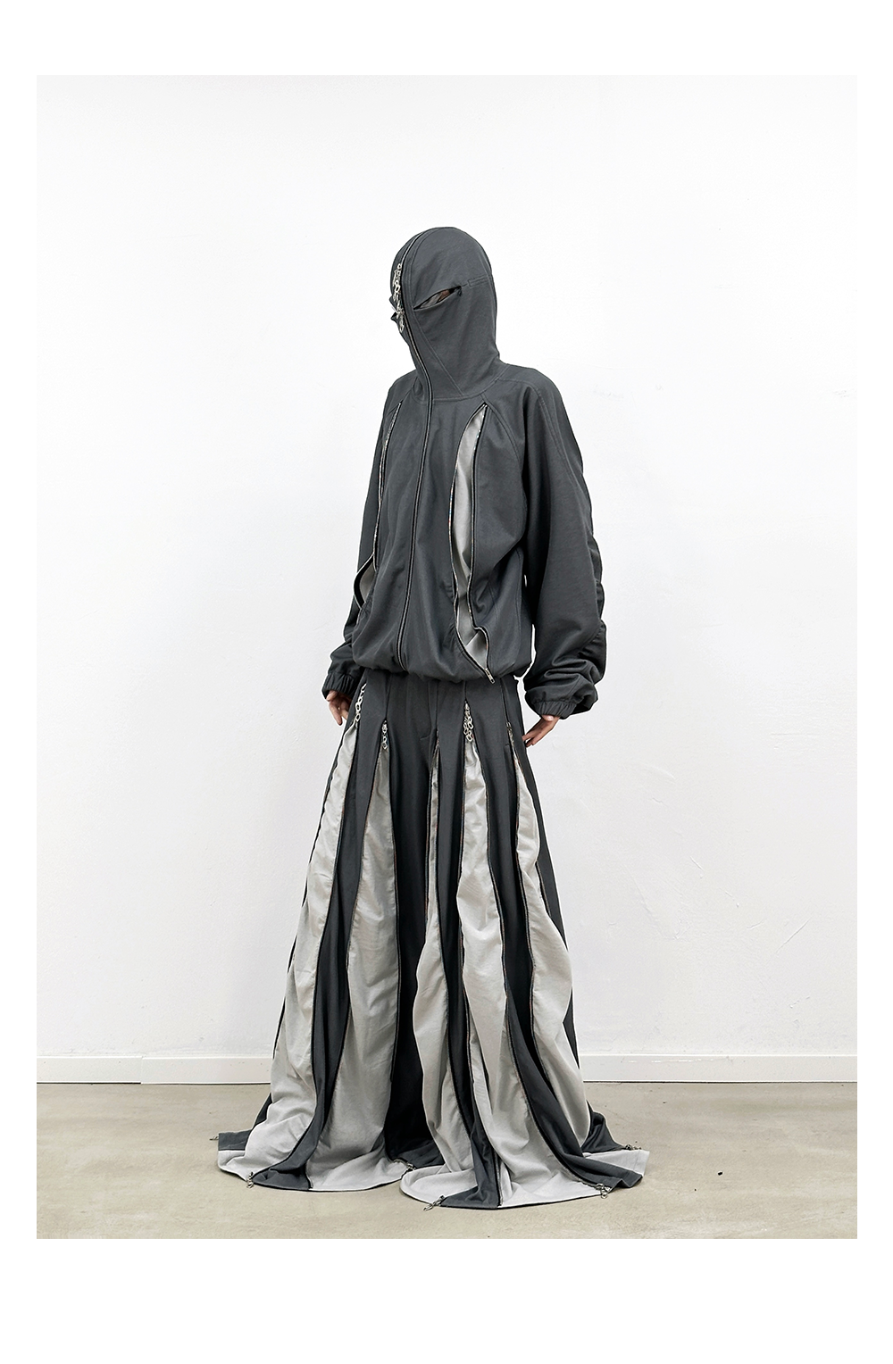 Multiple Zippers Double-sided Spliced Sweatshirt