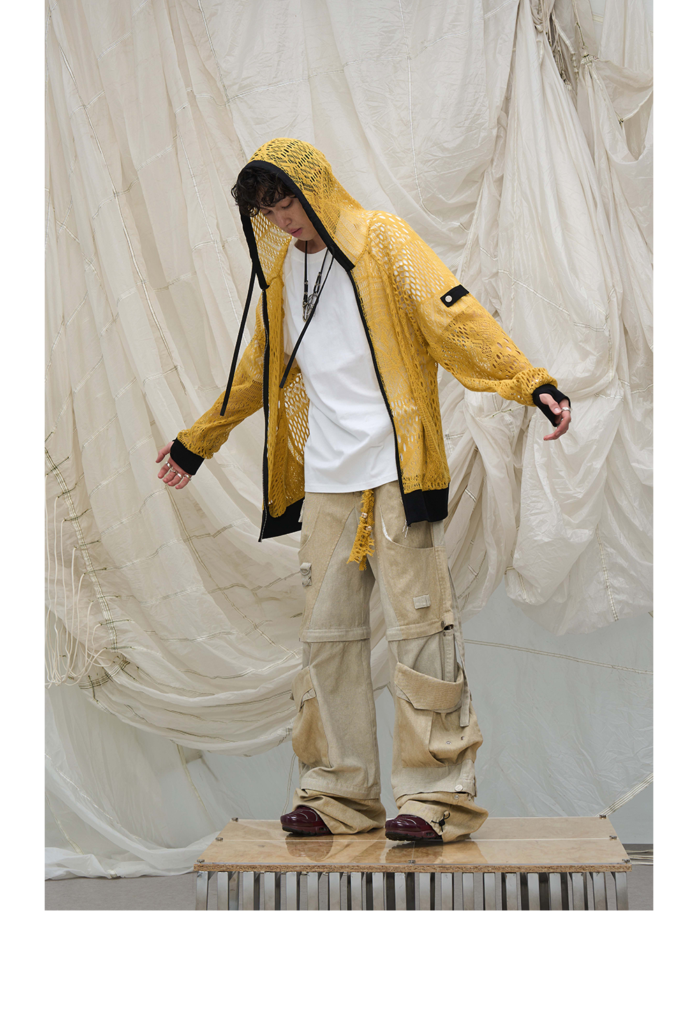 Slim Fit Ninja Sleeve Cutout Hoodie