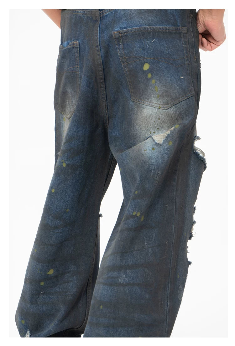 Black Ripped Distressed Wide Leg Jeans
