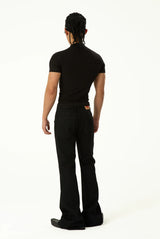 Men's Black Slim Short-sleeved Knit Tees