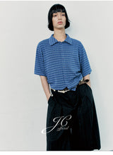 Loose Striped Knit Short-Sleeve Shirts