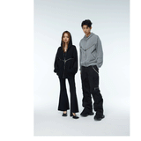 Two-Tone Cross Zip Hooded Turtleneck Cardigan