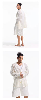 White Embroidered Long Sleeve Shirts