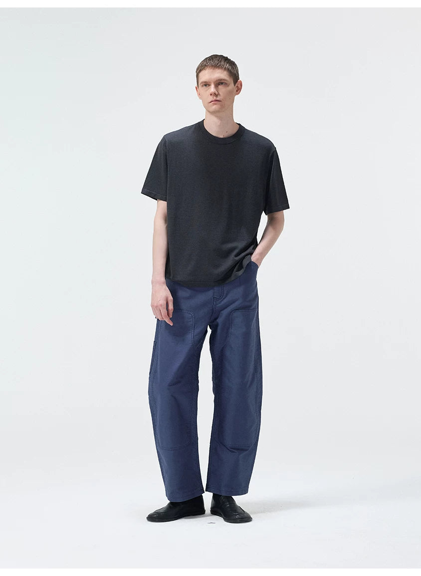 Short Sleeve Wool Silk Knit Top