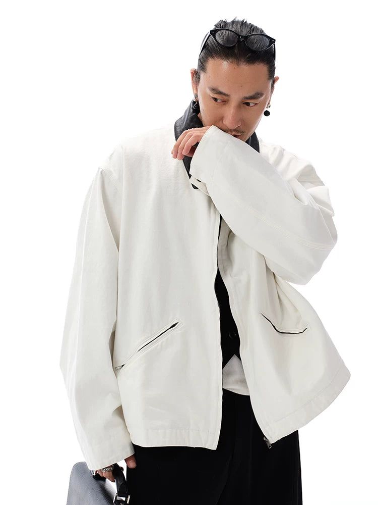 Men's Vintage Washed Leather Collar Jacket