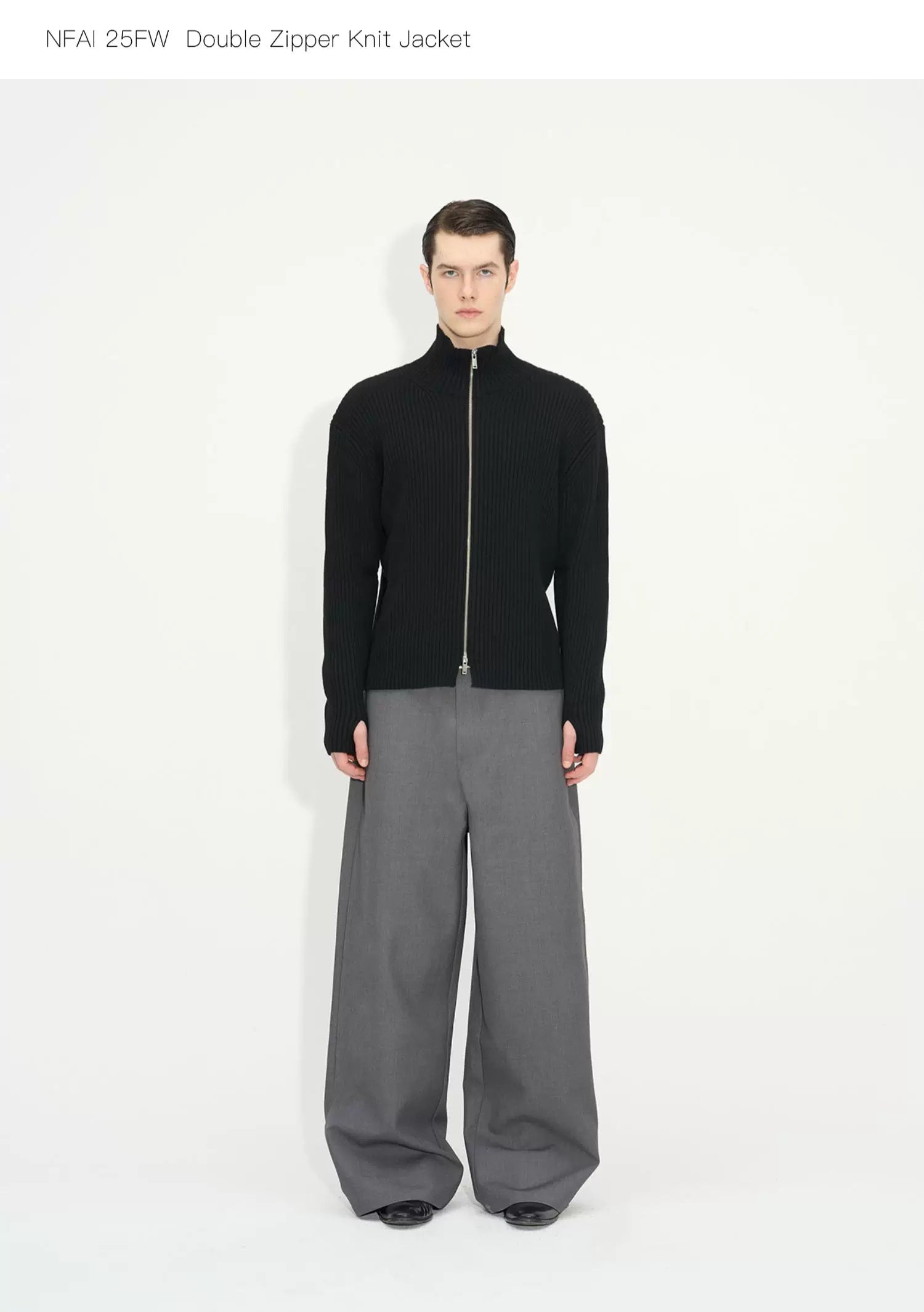 Double Zipper Thick Wool Knitted Jacket