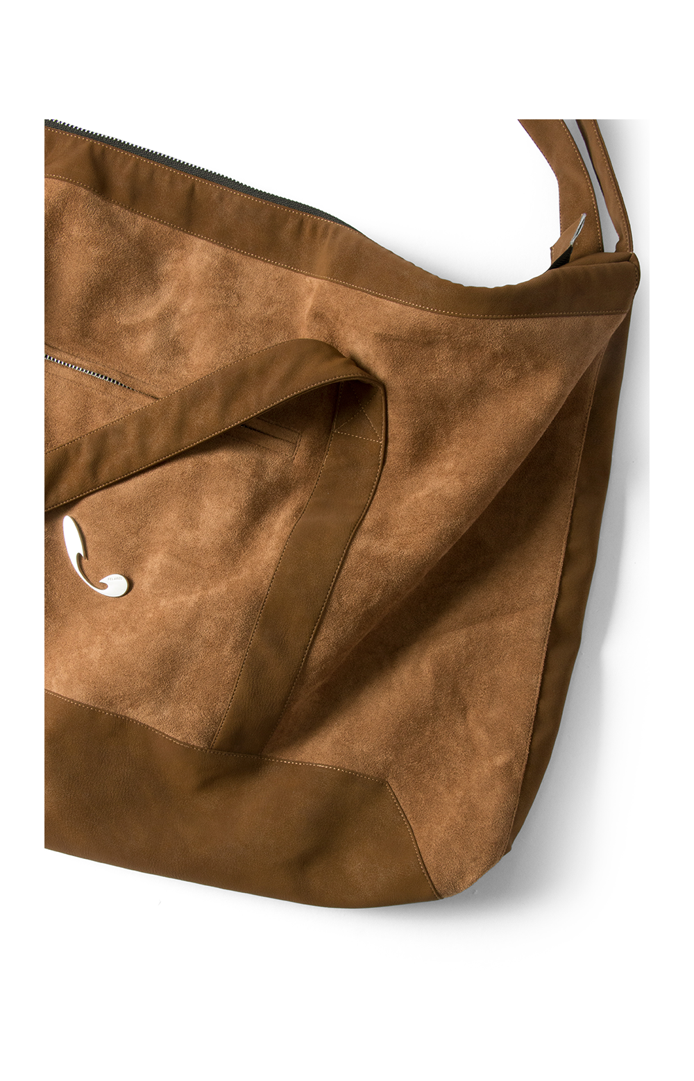 Suede Patchwork Metal Plaque Convertible Backpack
