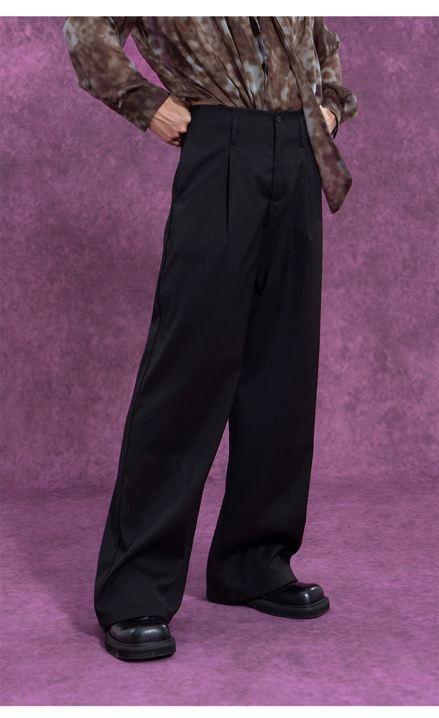 Black High Waist Men's Casual Pants