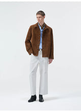 Cupro Lined Suede Leather Lapel Jacket