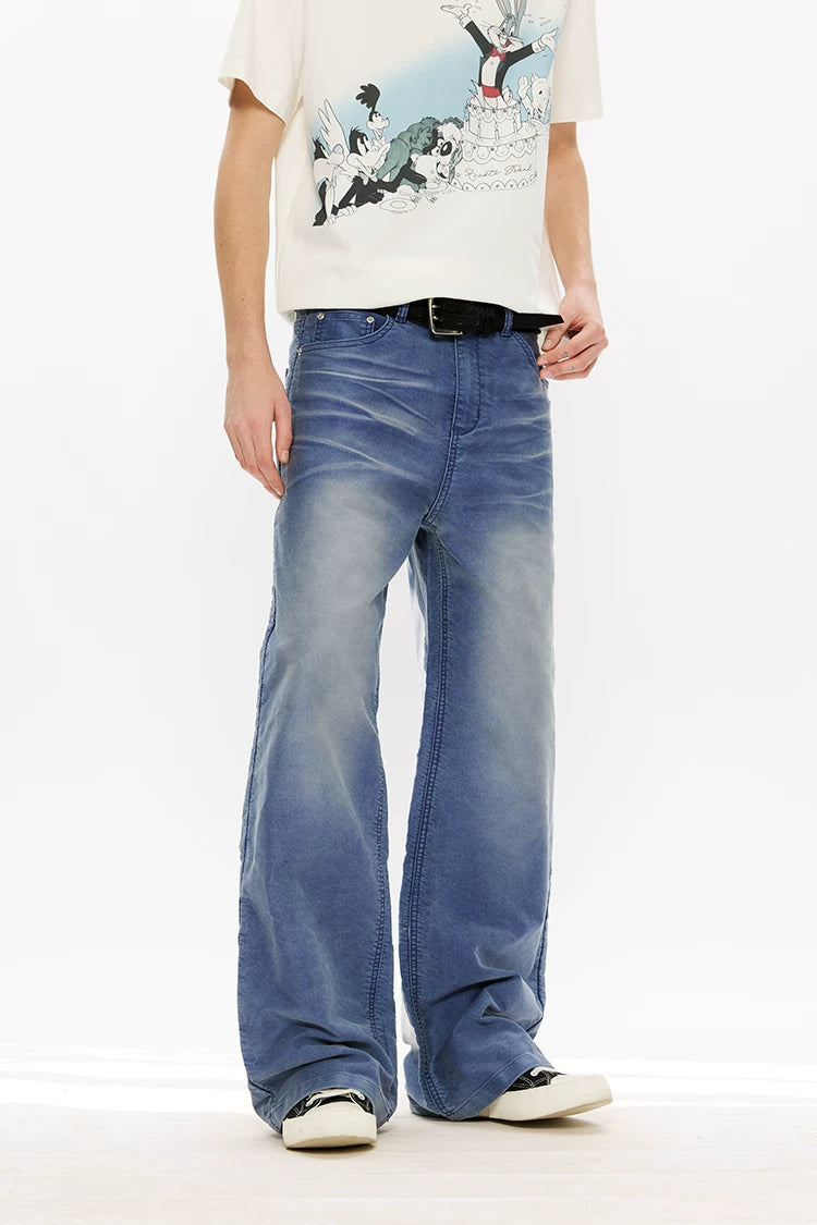 Men's Washed Fleece Relaxed Straight Jeans