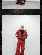 Skeleton Color Block Tie-Dye Zip Hoodie