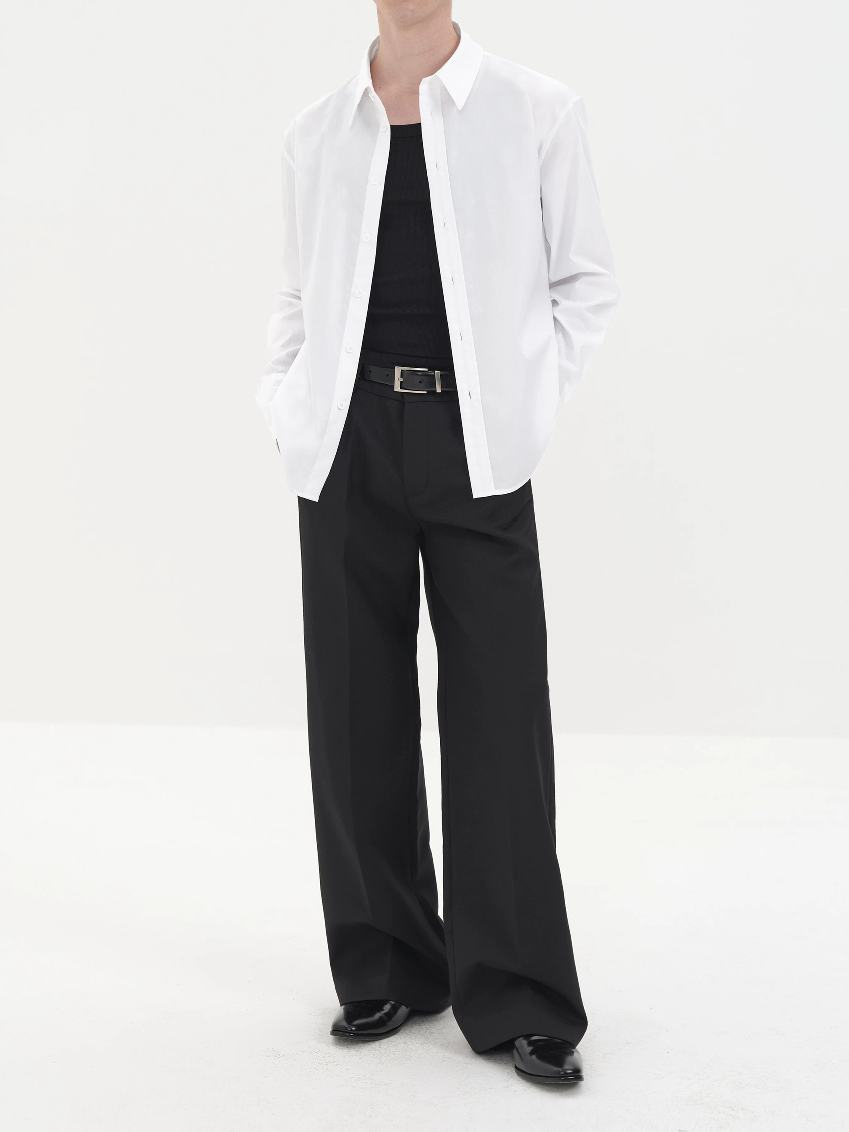 Wrinkle Free Straight Wool Dress Pants