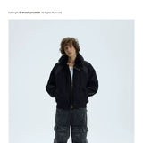 Orange Padded Detachable Fur Bomber Jacket
