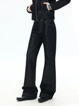 Mid Rise Flare Silver Riveted Jeans