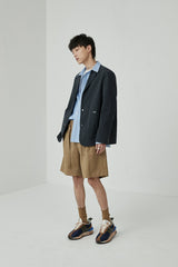 Draped Drawstring Elastic Waist Pleated Shorts
