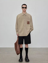 Relaxed Fit Leather Patch Pocket Shirt
