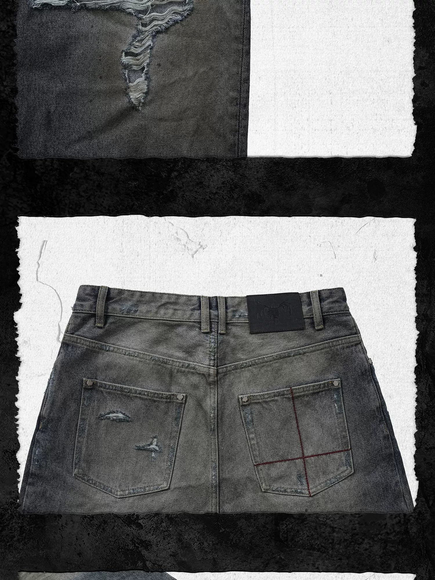 Muddy Distressed Ripped Baggy Jeans