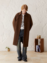 Men's Loose Long Collared Wool Coat