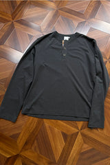 Long Sleeve Color Block Linen Henley
