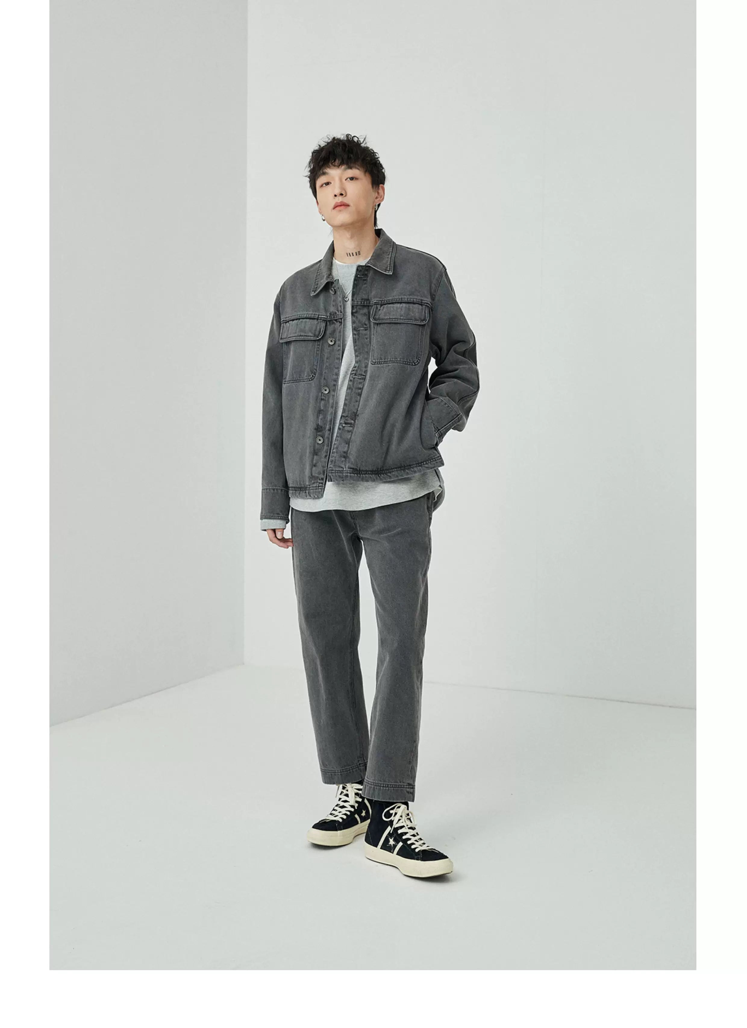 Vintage Washed Straight Ankle Jeans