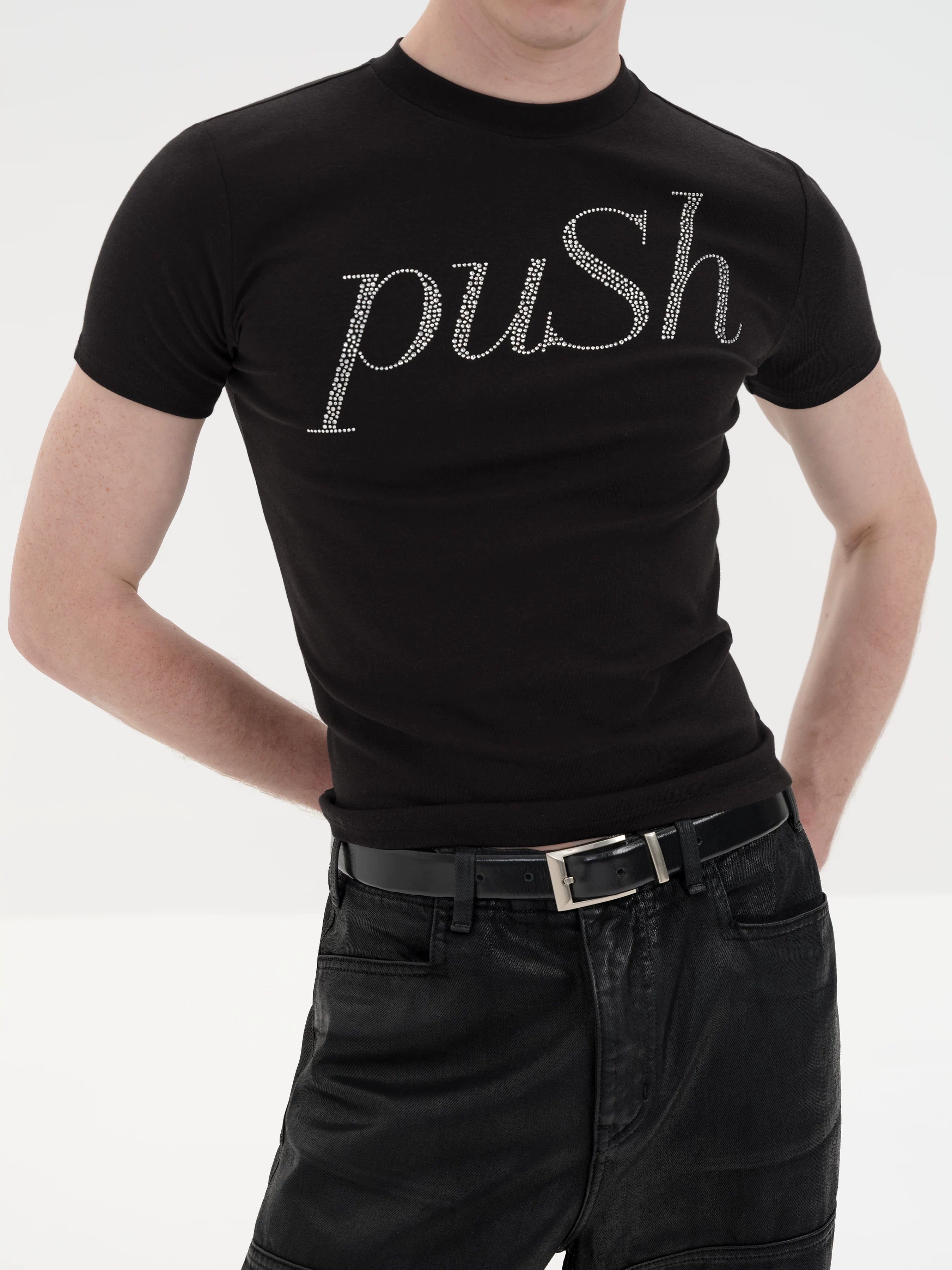 Slim Fit Rhinestone Short Sleeve Tee