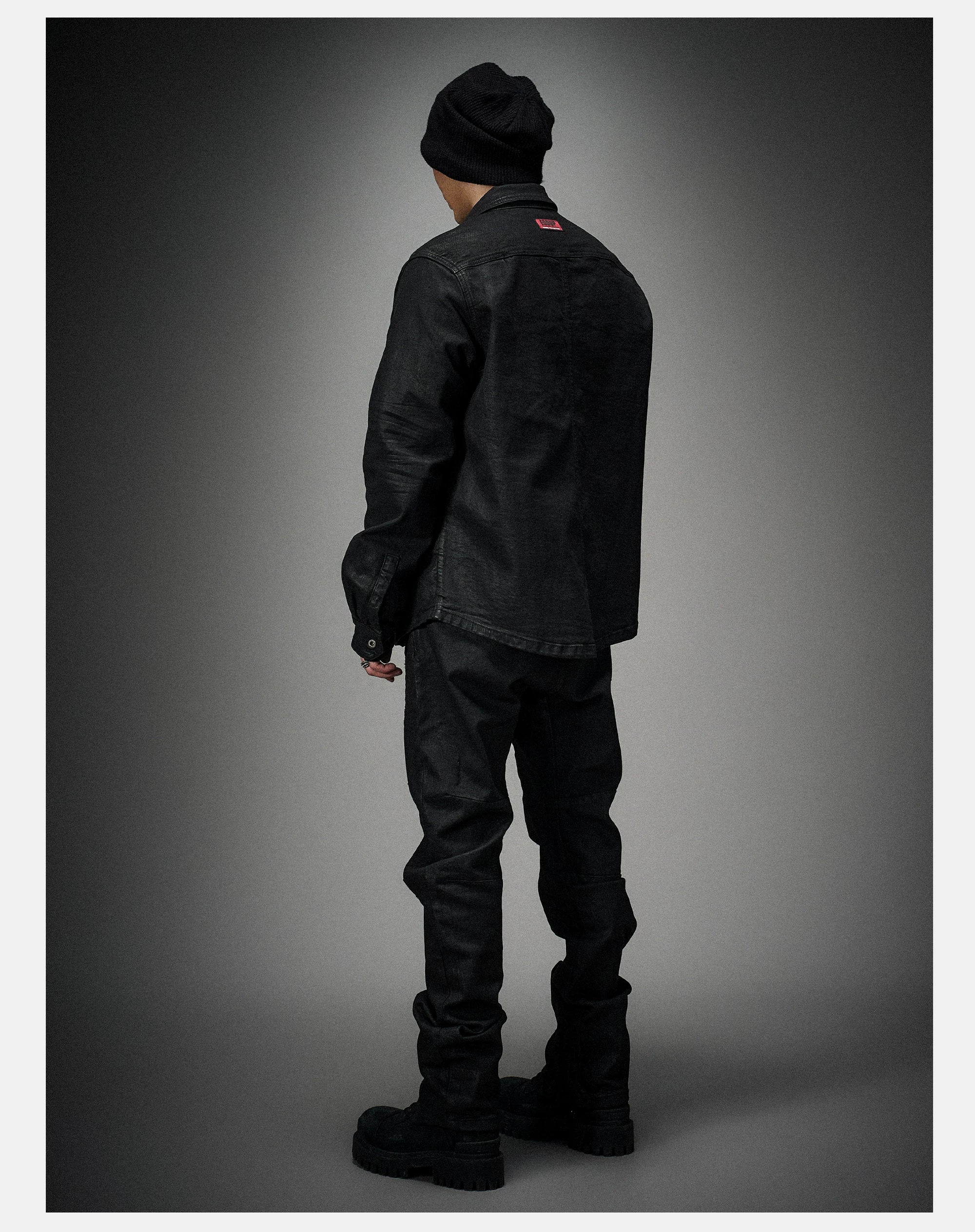 Dark Waxed Oversized Denim Shirt Jacket
