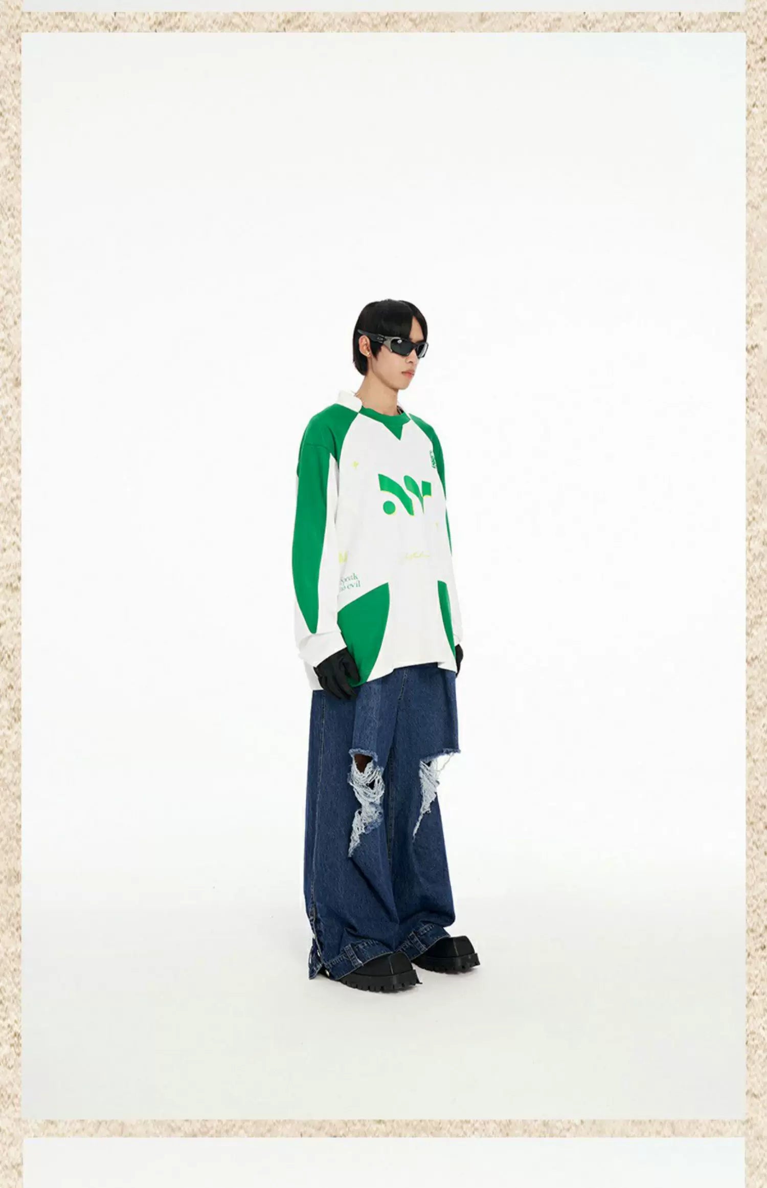 Men's 2-Tone Long Sleeve Cotton Jersey