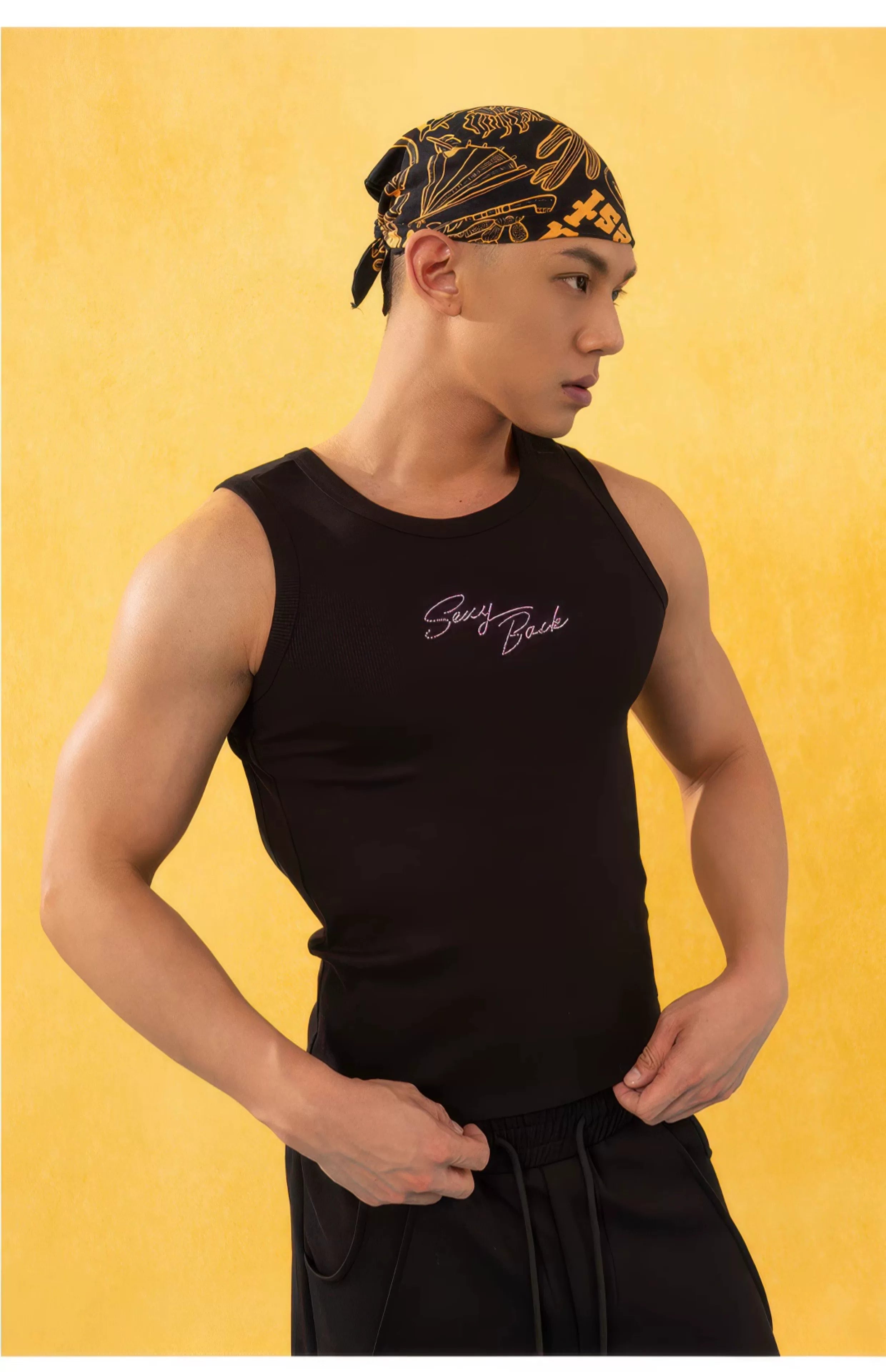 Unisex Bicolor Backless Sequin Tank Tops