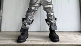 Distressed Silver Coated Embroidered Flared Jeans