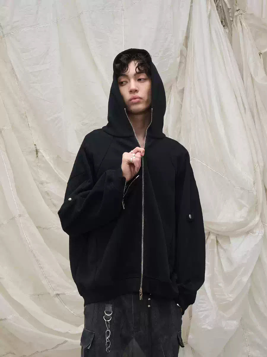 Three-Zipper Detachable Panels Multi-Way Zip Hoodie